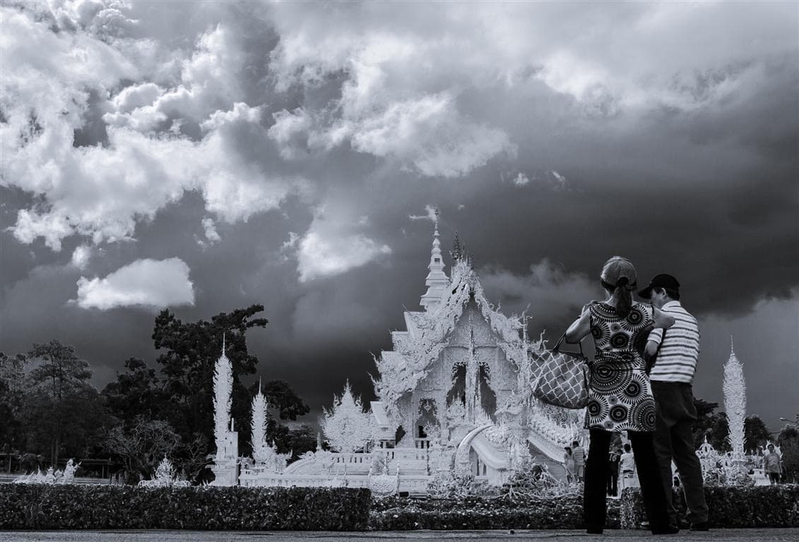The mirrored white facade of Wat Rong Khun, Chiang Rai